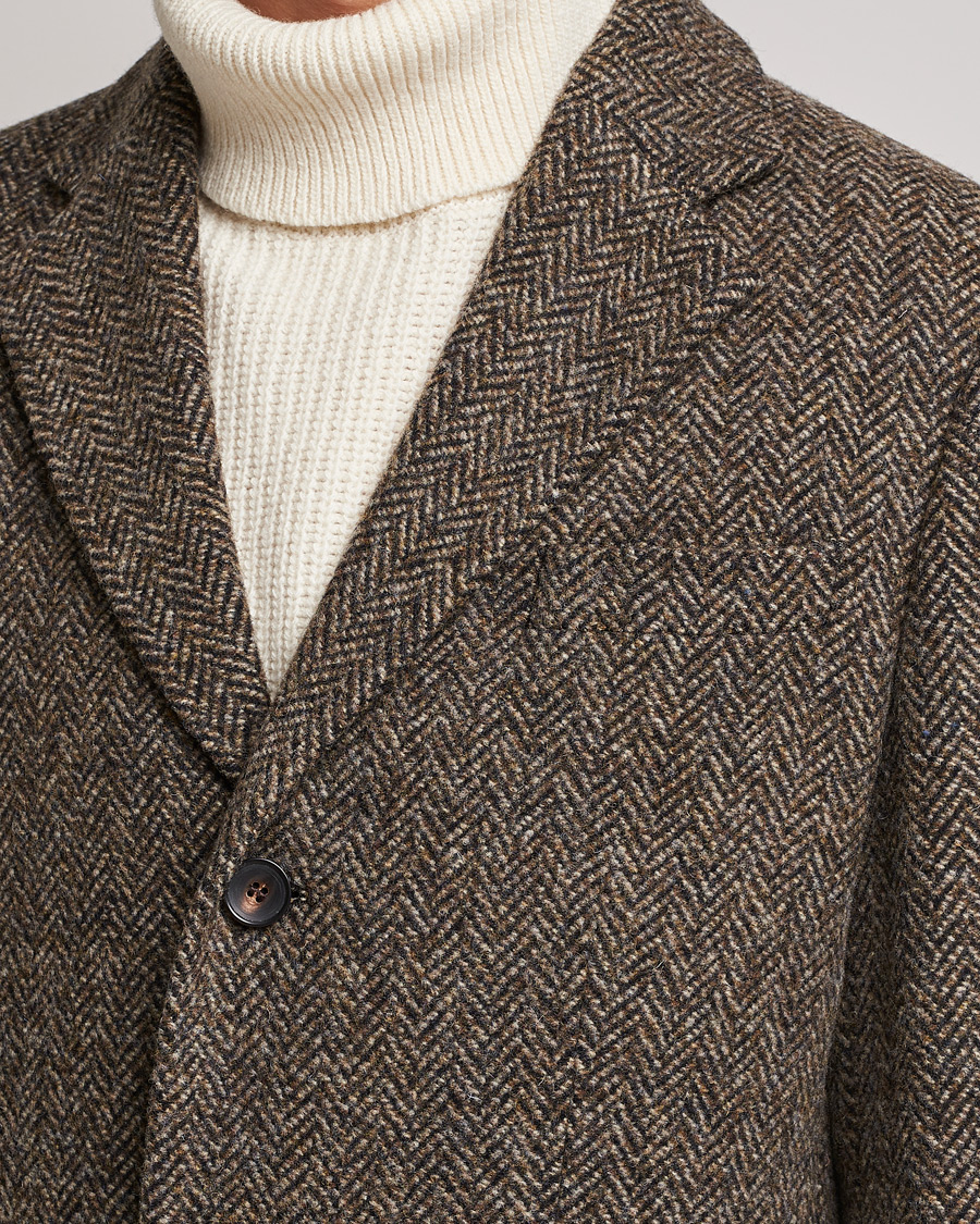 Mies | Takit | Morris | Wool Herringbone Coat Dark Brown