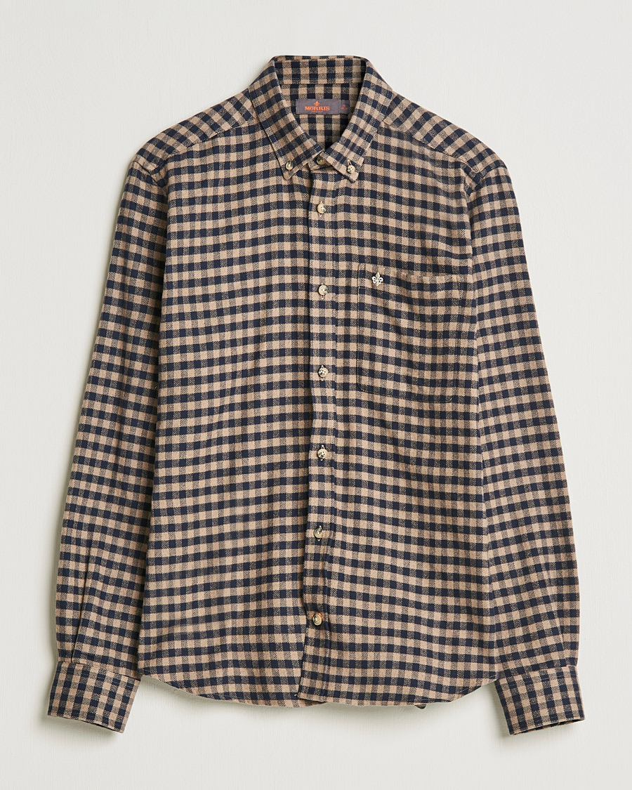 Mies | Kauluspaidat | Morris | Brushed Twill Checked Shirt Navy/Brown