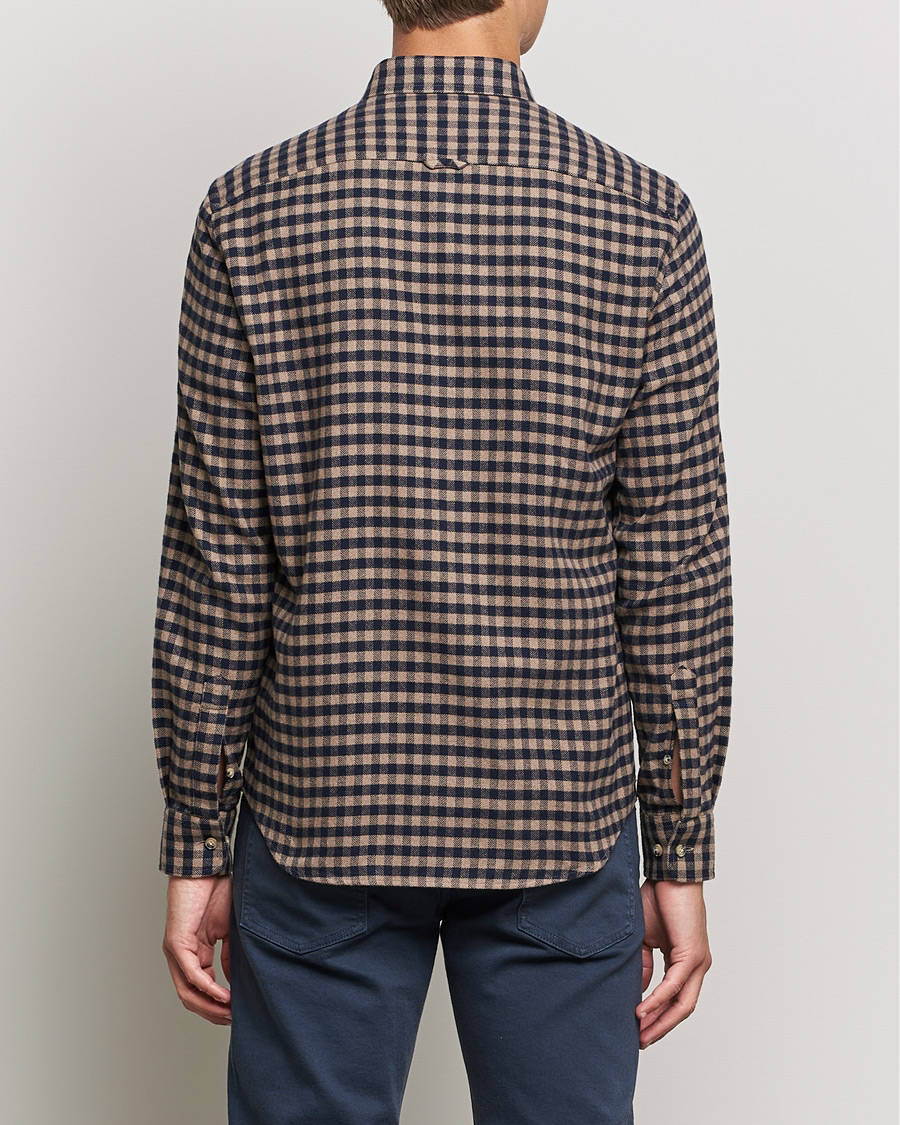 Mies | Kauluspaidat | Morris | Brushed Twill Checked Shirt Navy/Brown