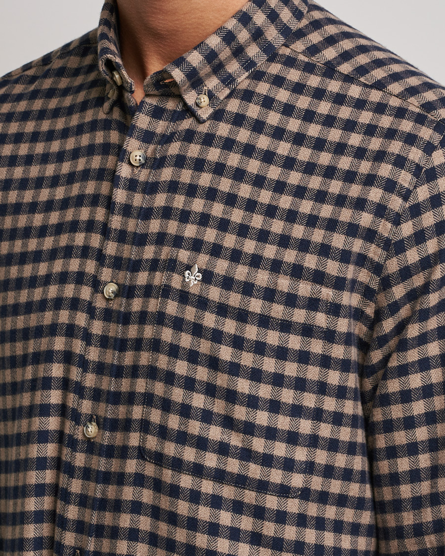 Mies | Kauluspaidat | Morris | Brushed Twill Checked Shirt Navy/Brown
