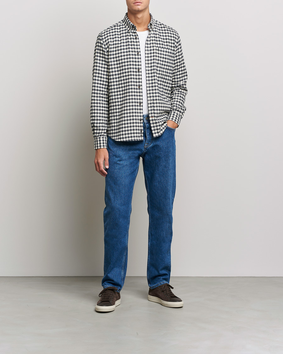 Mies | Kauluspaidat | Morris | Brushed Twill Checked Shirt Grey/White