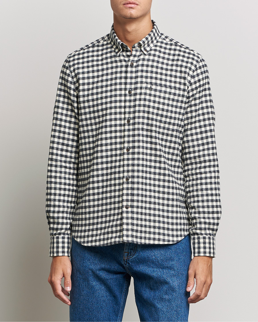 Mies |  | Morris | Brushed Twill Checked Shirt Grey/White
