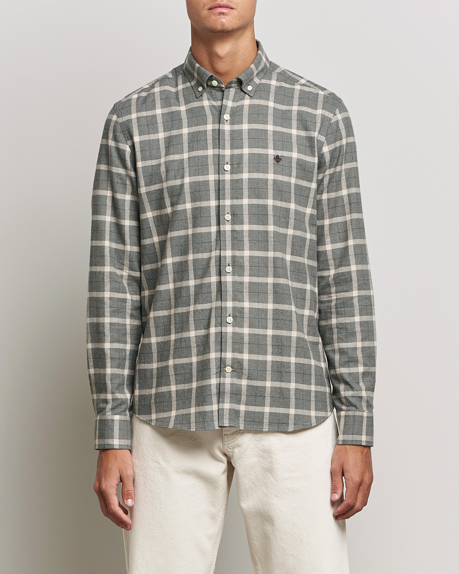 Mies | Kauluspaidat | Morris | Brushed Flannel Checked Shirt Light Grey