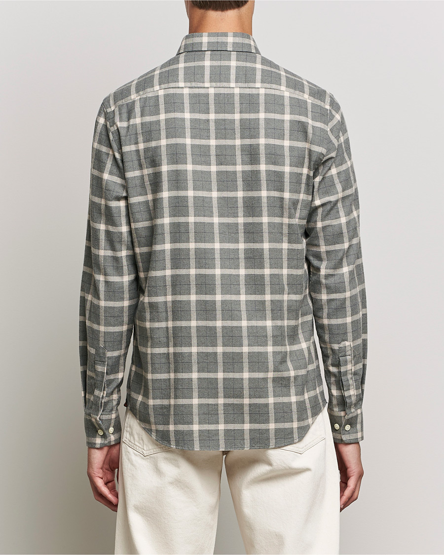Mies | Kauluspaidat | Morris | Brushed Flannel Checked Shirt Light Grey