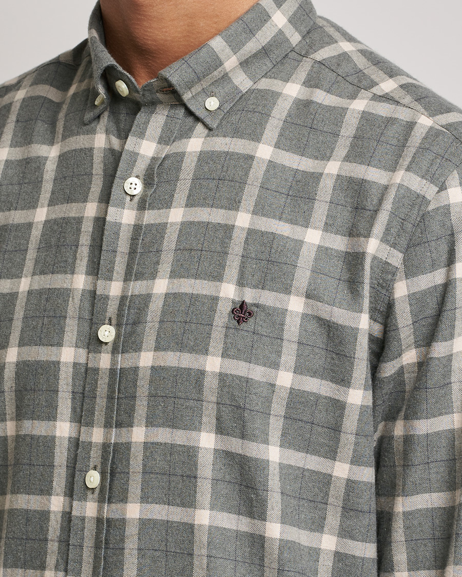 Mies | Kauluspaidat | Morris | Brushed Flannel Checked Shirt Light Grey