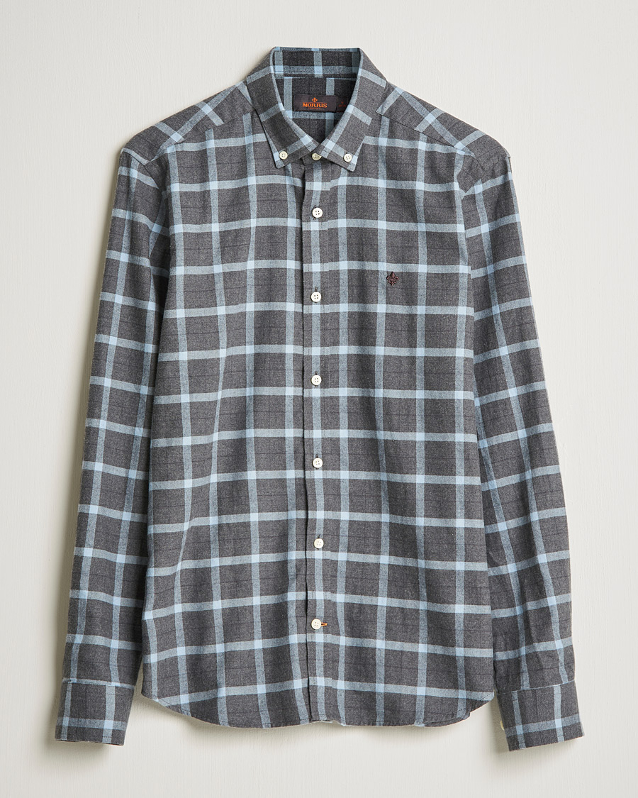 Mies | Kauluspaidat | Morris | Brushed Flannel Checked Shirt Dark Grey