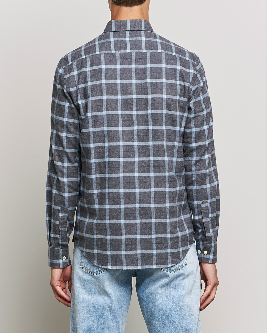 Mies | Kauluspaidat | Morris | Brushed Flannel Checked Shirt Dark Grey