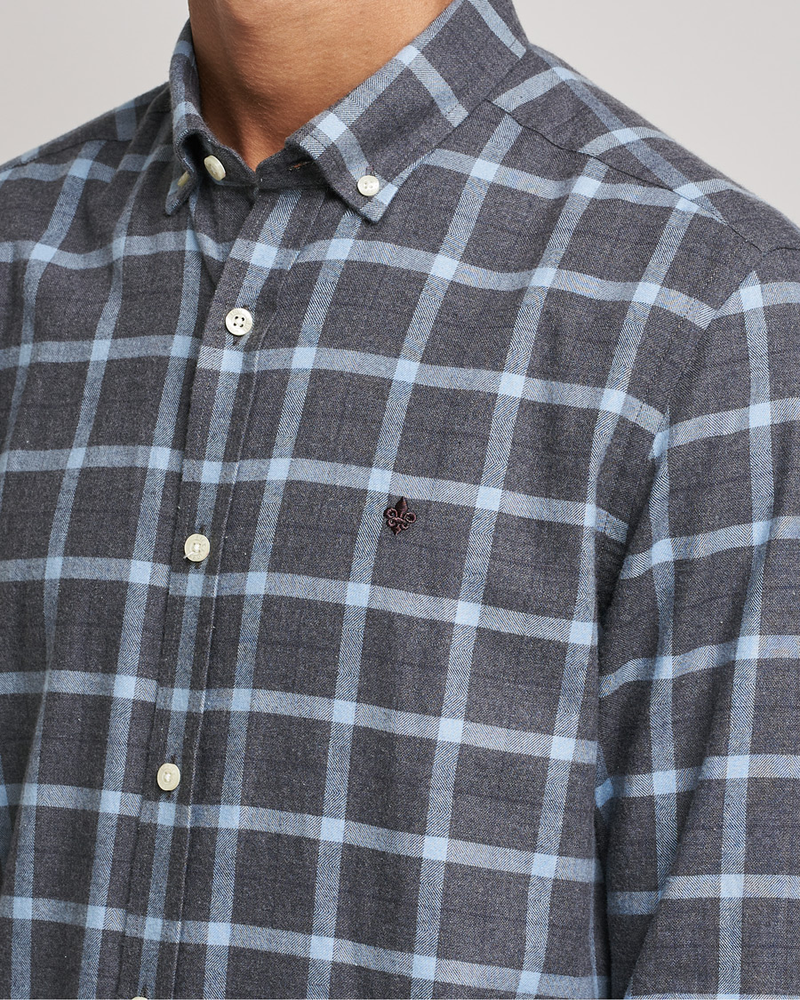 Mies | Kauluspaidat | Morris | Brushed Flannel Checked Shirt Dark Grey