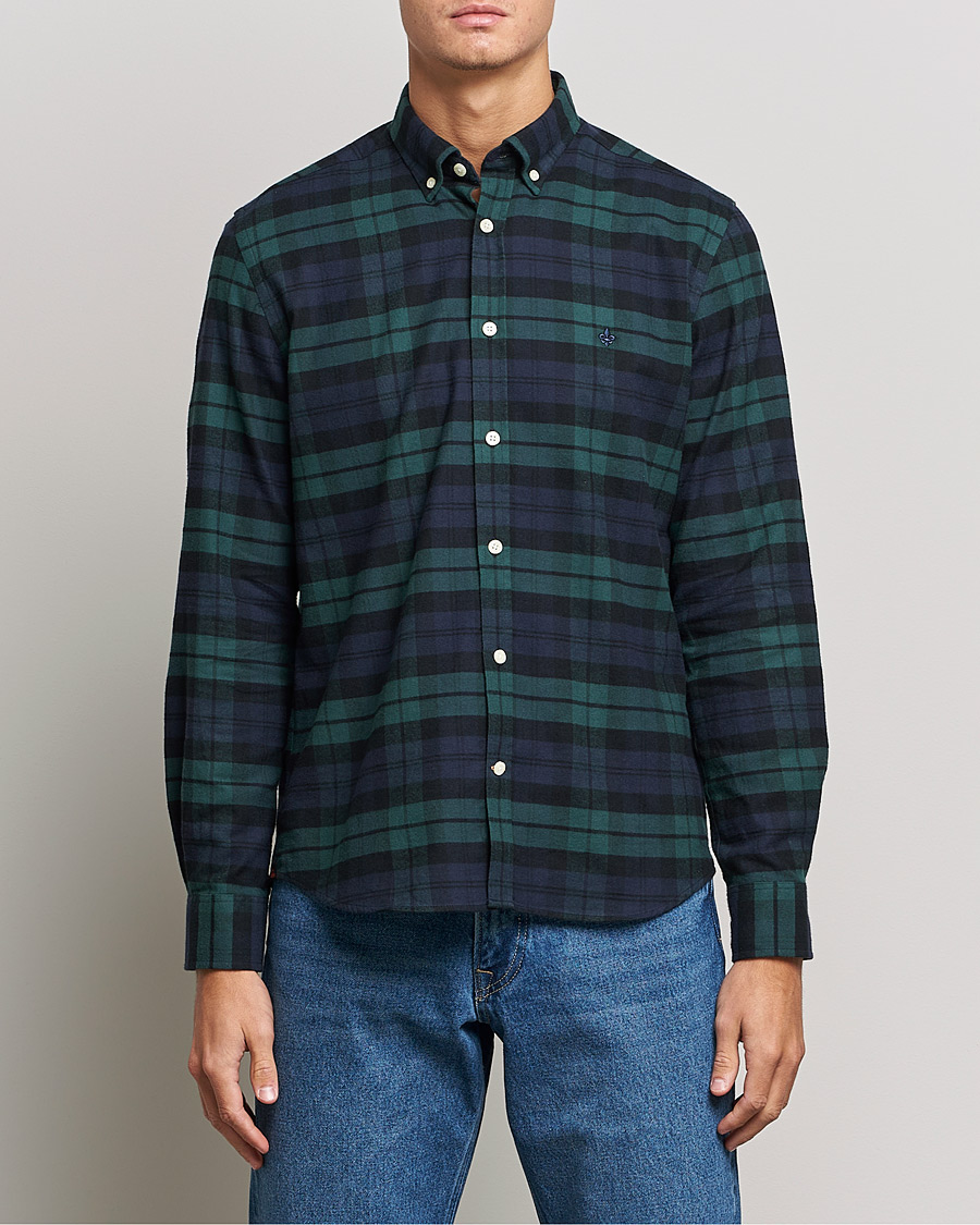 Mies |  | Morris | Brushed Flannel Checked Shirt Blackwatch