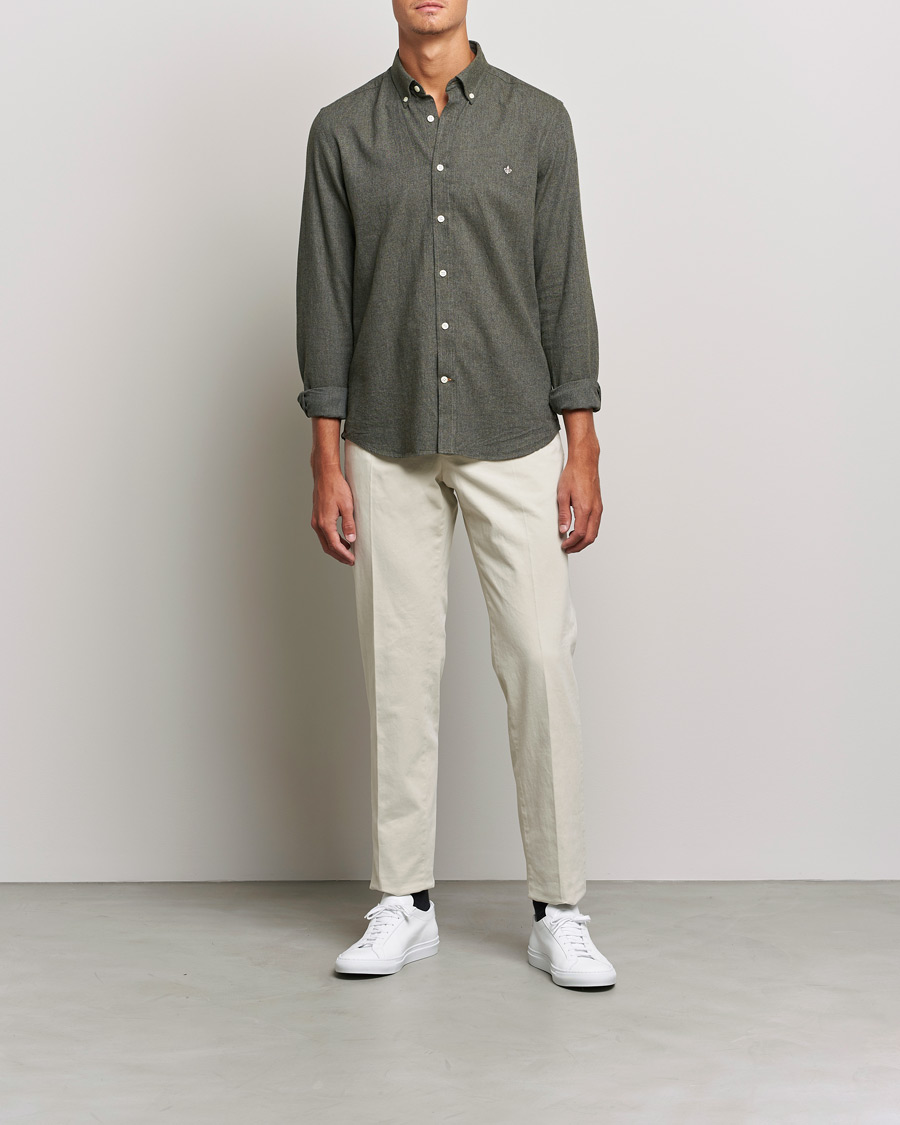 Mies |  | Morris | Watts Flannel Button Down Shirt Dark Olive