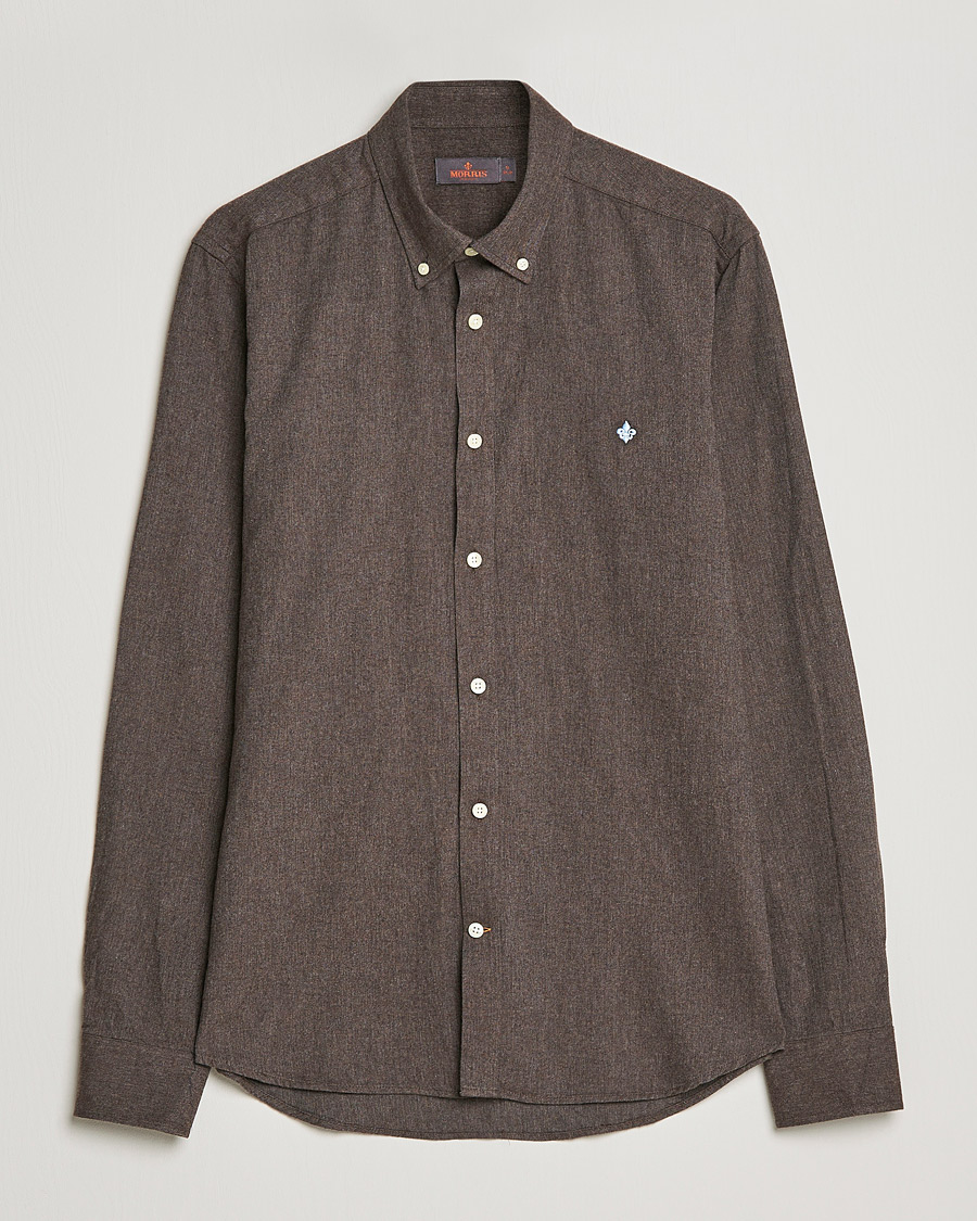 Mies | Kauluspaidat | Morris | Watts Flannel Button Down Shirt Dark Brown