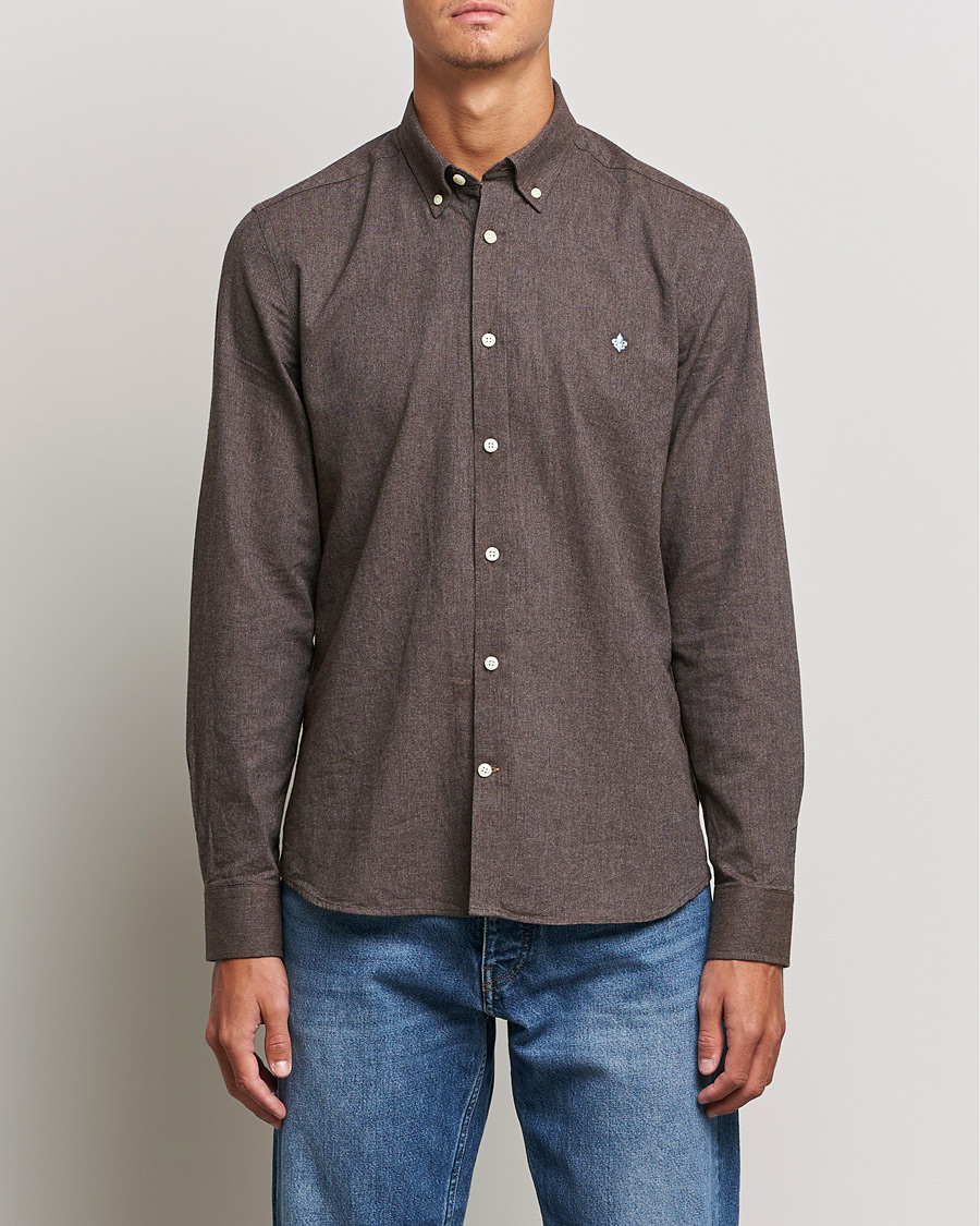 Mies | Flanellipaidat | Morris | Watts Flannel Button Down Shirt Dark Brown