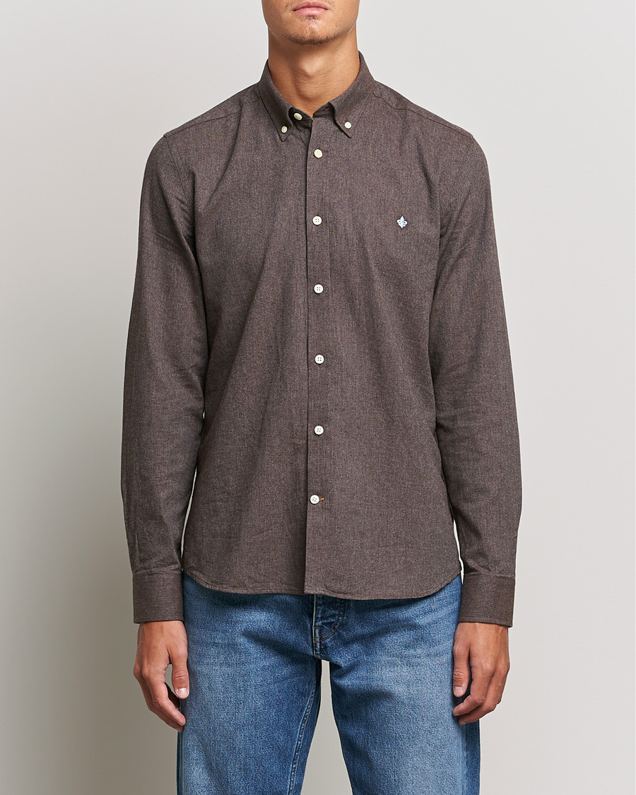 Mies | Kauluspaidat | Morris | Watts Flannel Button Down Shirt Dark Brown