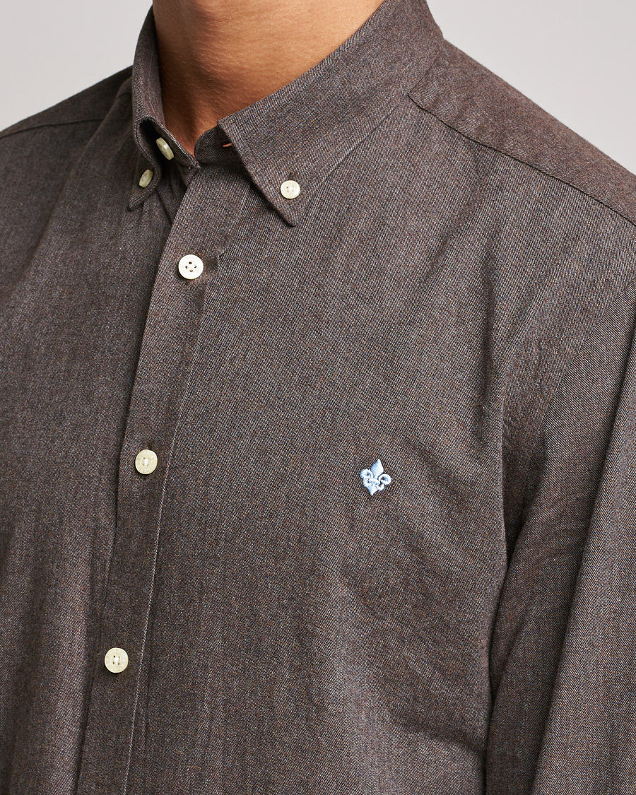 Mies | Kauluspaidat | Morris | Watts Flannel Button Down Shirt Dark Brown