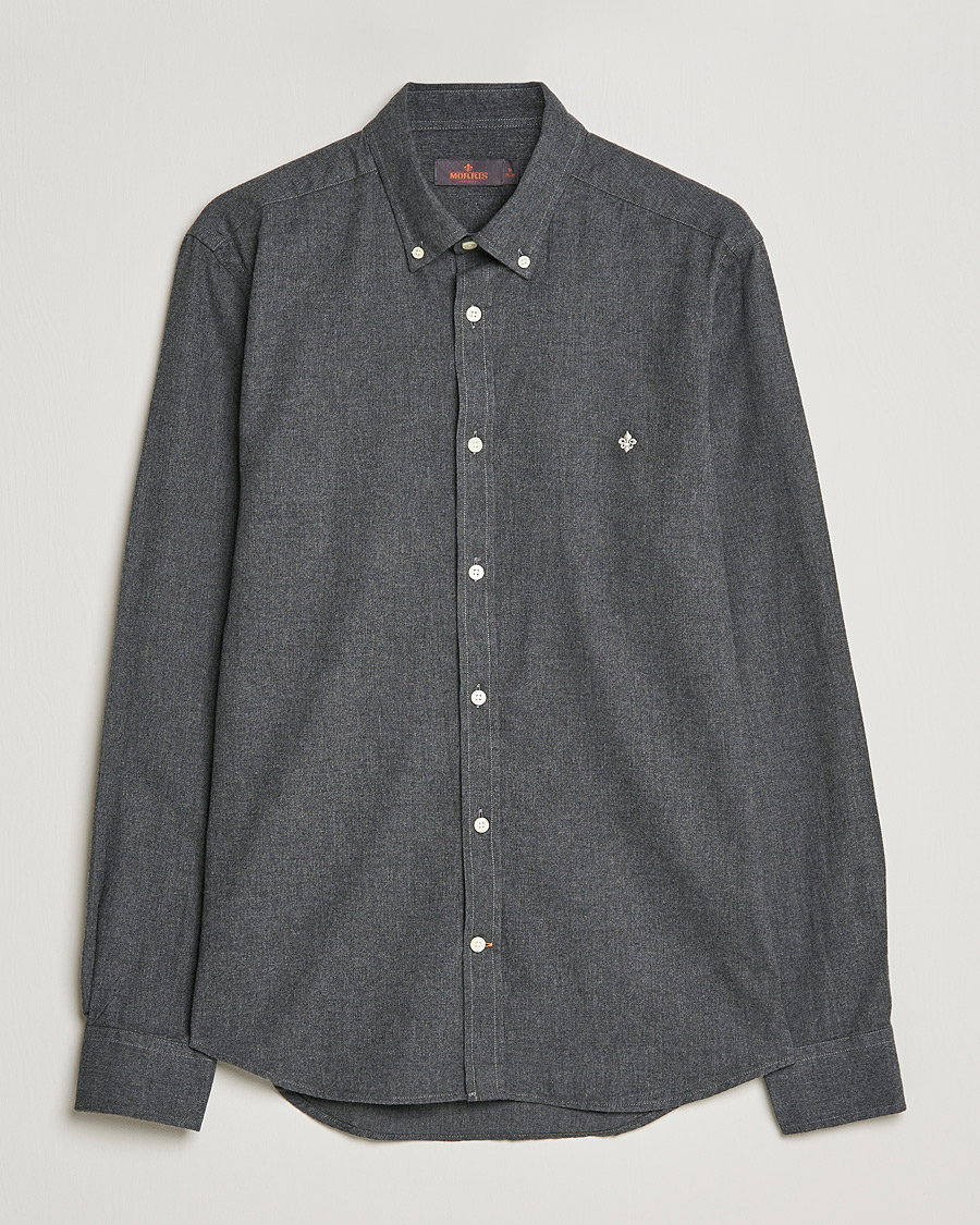 Mies | Kauluspaidat | Morris | Watts Flannel Button Down Shirt Dark Grey