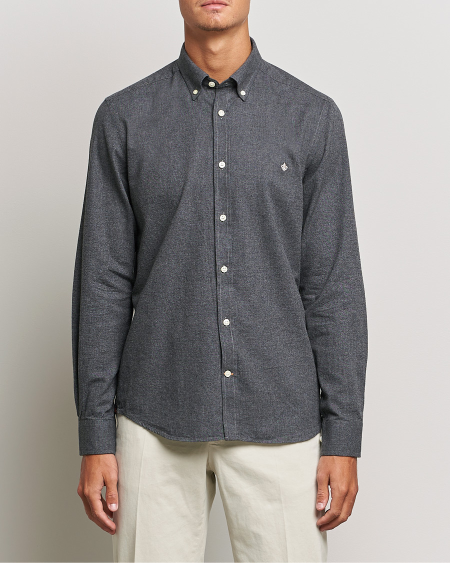 Mies | Kauluspaidat | Morris | Watts Flannel Button Down Shirt Dark Grey