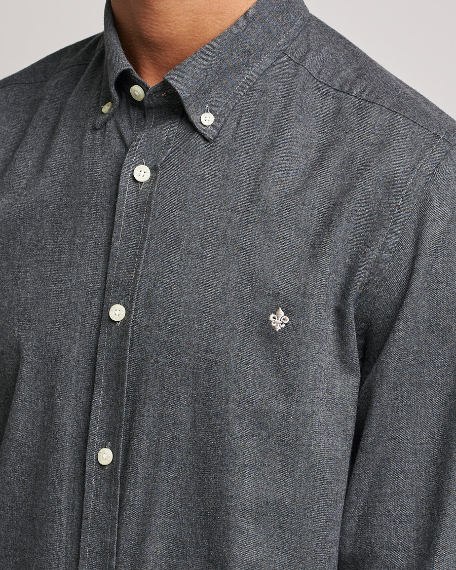 Mies | Kauluspaidat | Morris | Watts Flannel Button Down Shirt Dark Grey
