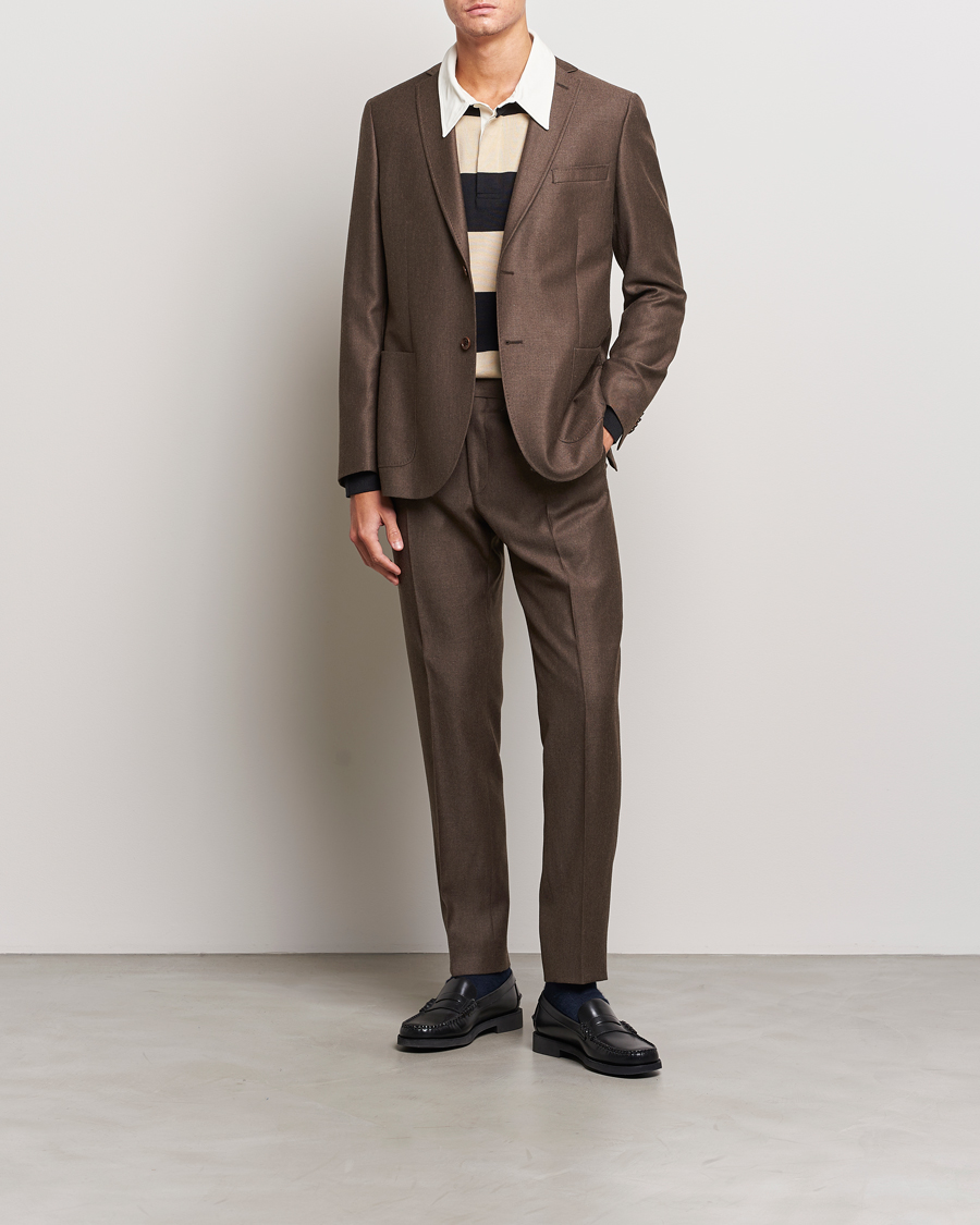 Mies | Housut | Morris | Bobby Flannel Trousers Brown