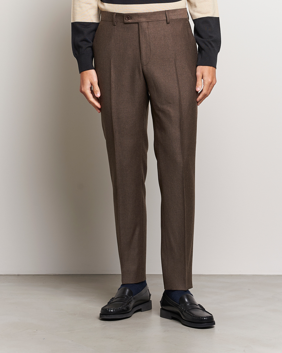 Mies | Flanellihousut | Morris | Bobby Flannel Trousers Brown