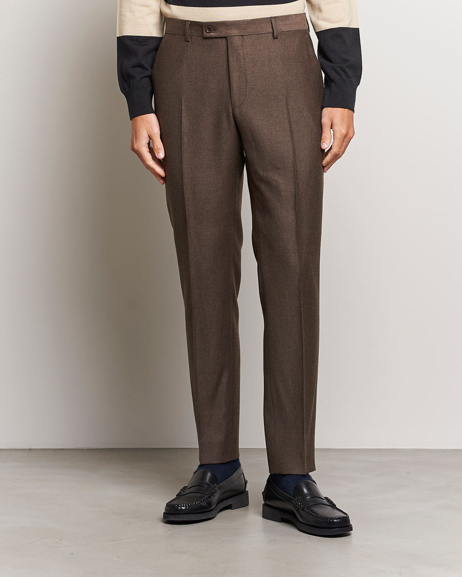 Mies | Housut | Morris | Bobby Flannel Trousers Brown