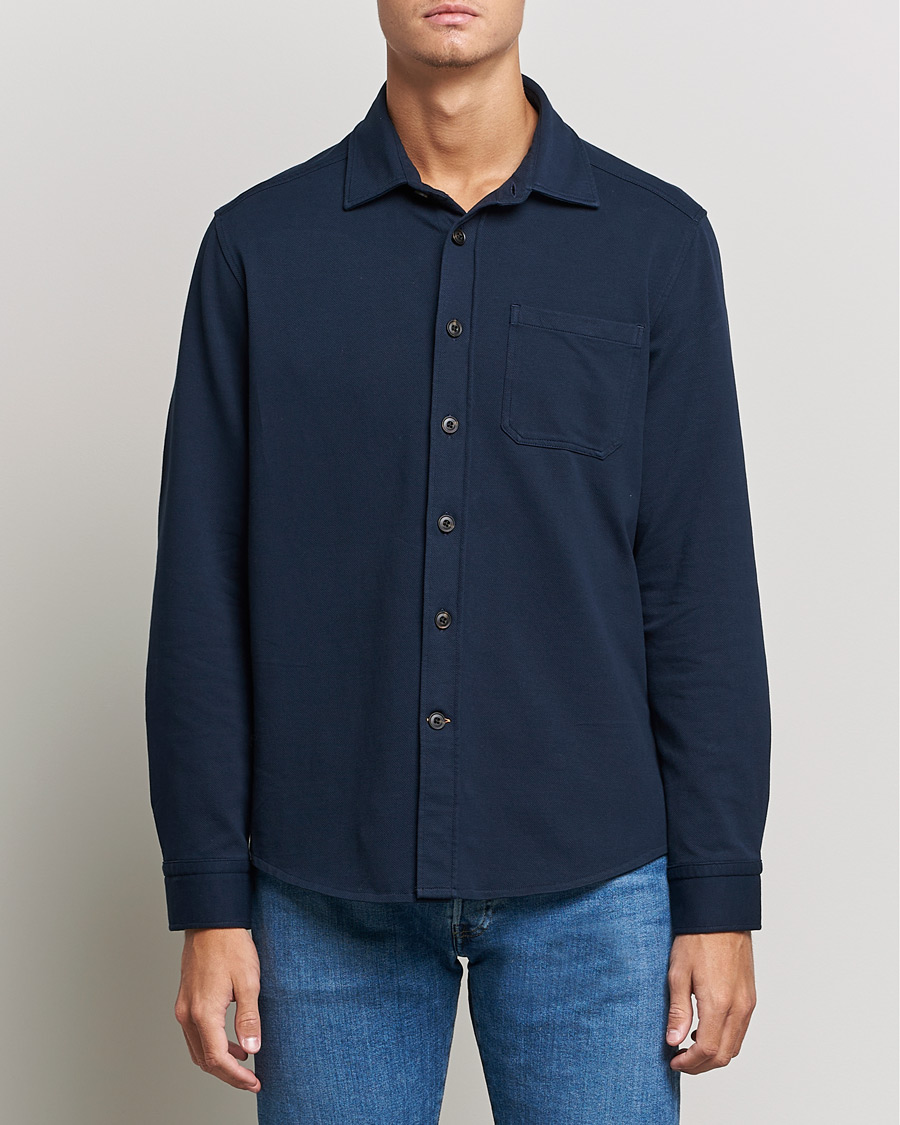 Mies | Kauluspaidat | Morris | Cotton Jersey Overshirt Navy