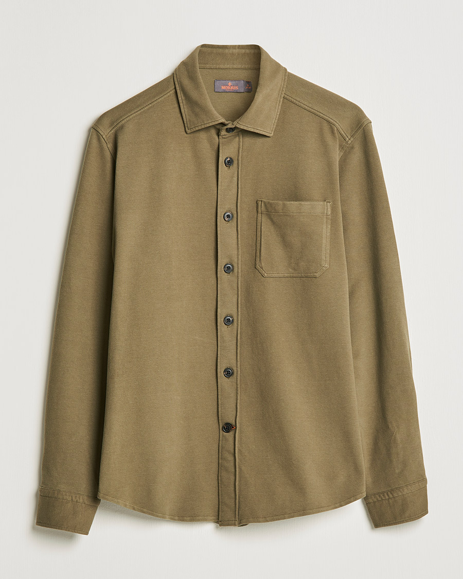 Mies | Kauluspaidat | Morris | Cotton Jersey Overshirt Olive