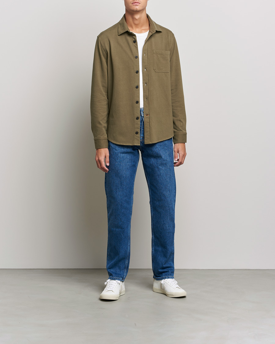 Mies | Kauluspaidat | Morris | Cotton Jersey Overshirt Olive