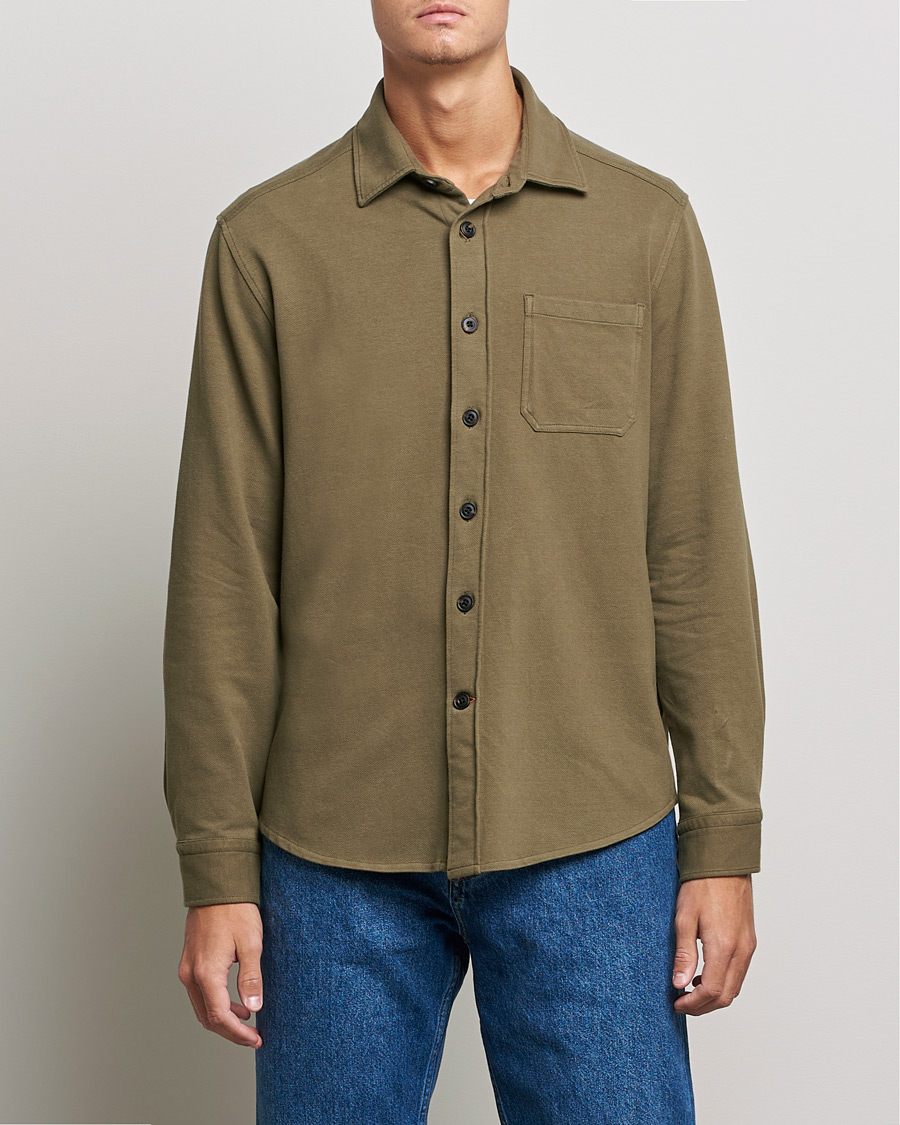 Mies | Kauluspaidat | Morris | Cotton Jersey Overshirt Olive