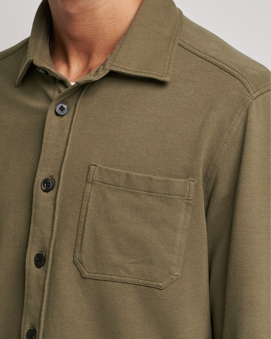 Mies | Kauluspaidat | Morris | Cotton Jersey Overshirt Olive