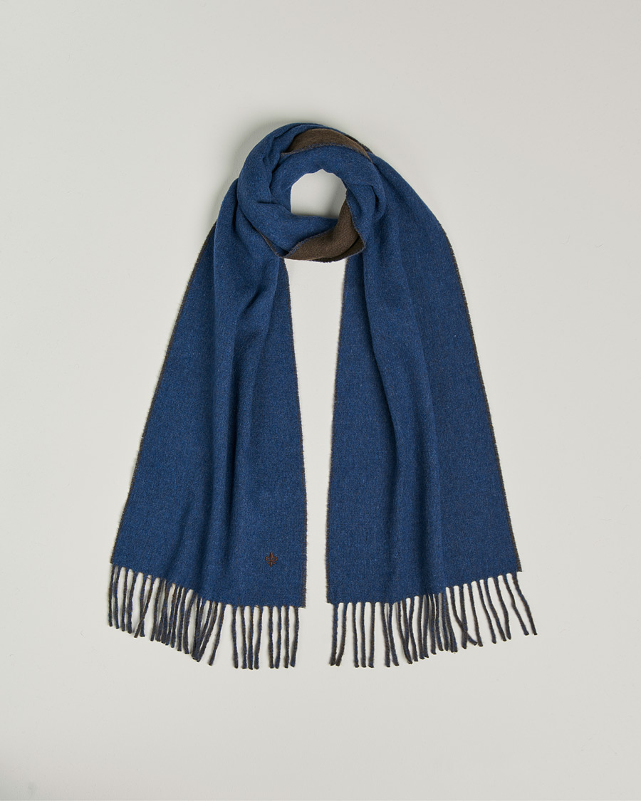 Mies | Morris Double Face Wool Scarf Blue/Brown | Morris | Double Face Wool Scarf Blue/Brown