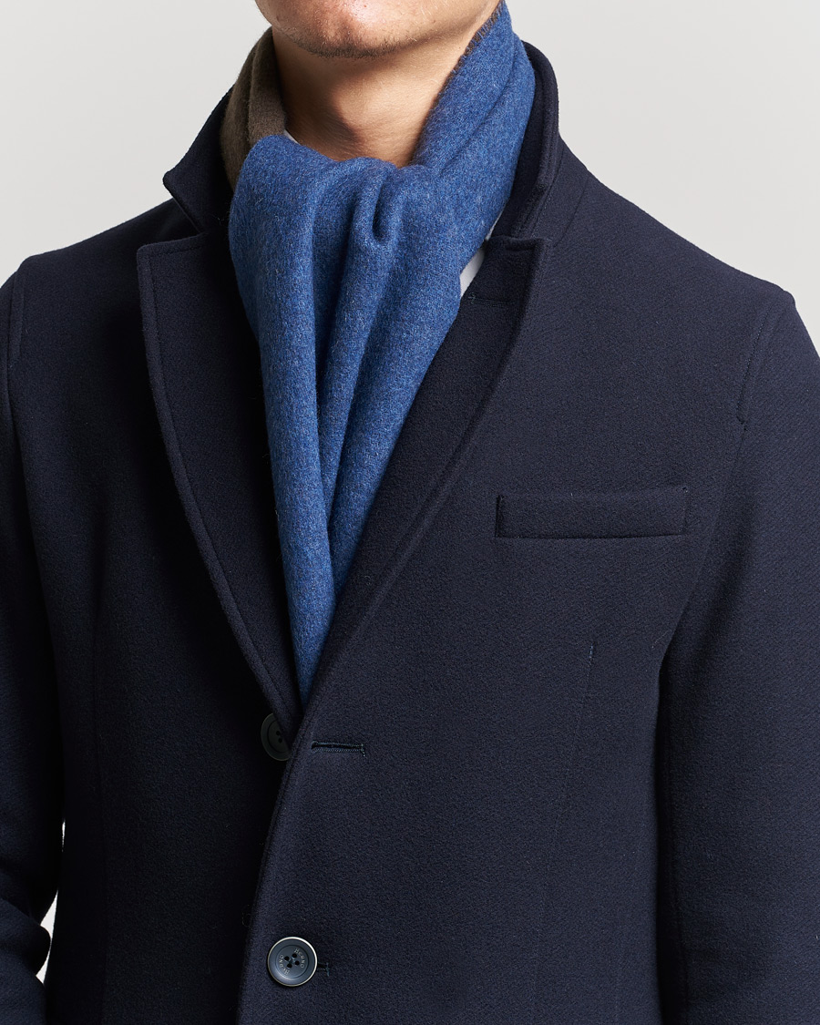 Mies | Morris Double Face Wool Scarf Blue/Brown | Morris | Double Face Wool Scarf Blue/Brown