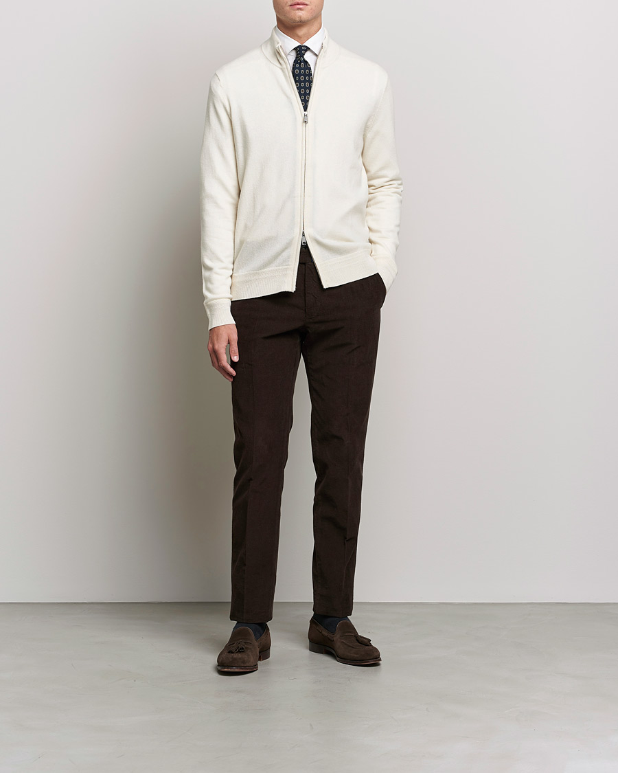 Mies | Puserot | Morris Heritage | Dalton Wool/Cashmere Full Zip  Off White