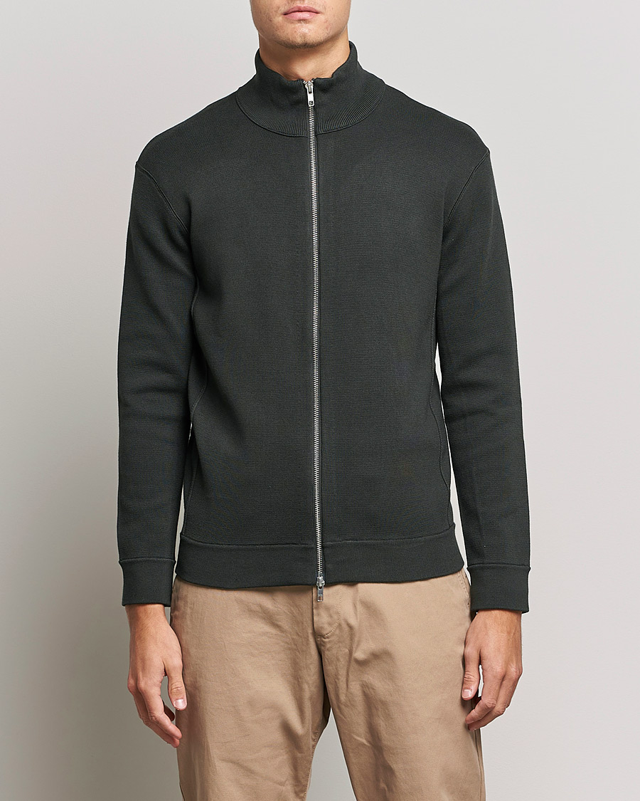Mies |  | NN07 | Luis Knitted Full-Zip Sweater Dark Army