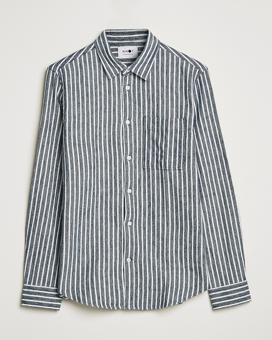 Mies | Kauluspaidat | NN07 | Arne Flannel Striped Shirt Blue/White
