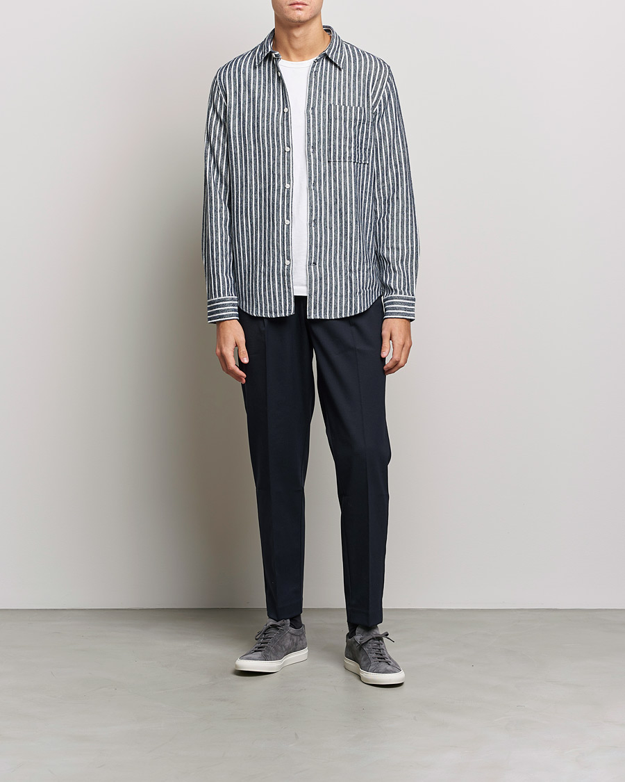 Mies | Kauluspaidat | NN07 | Arne Flannel Striped Shirt Blue/White
