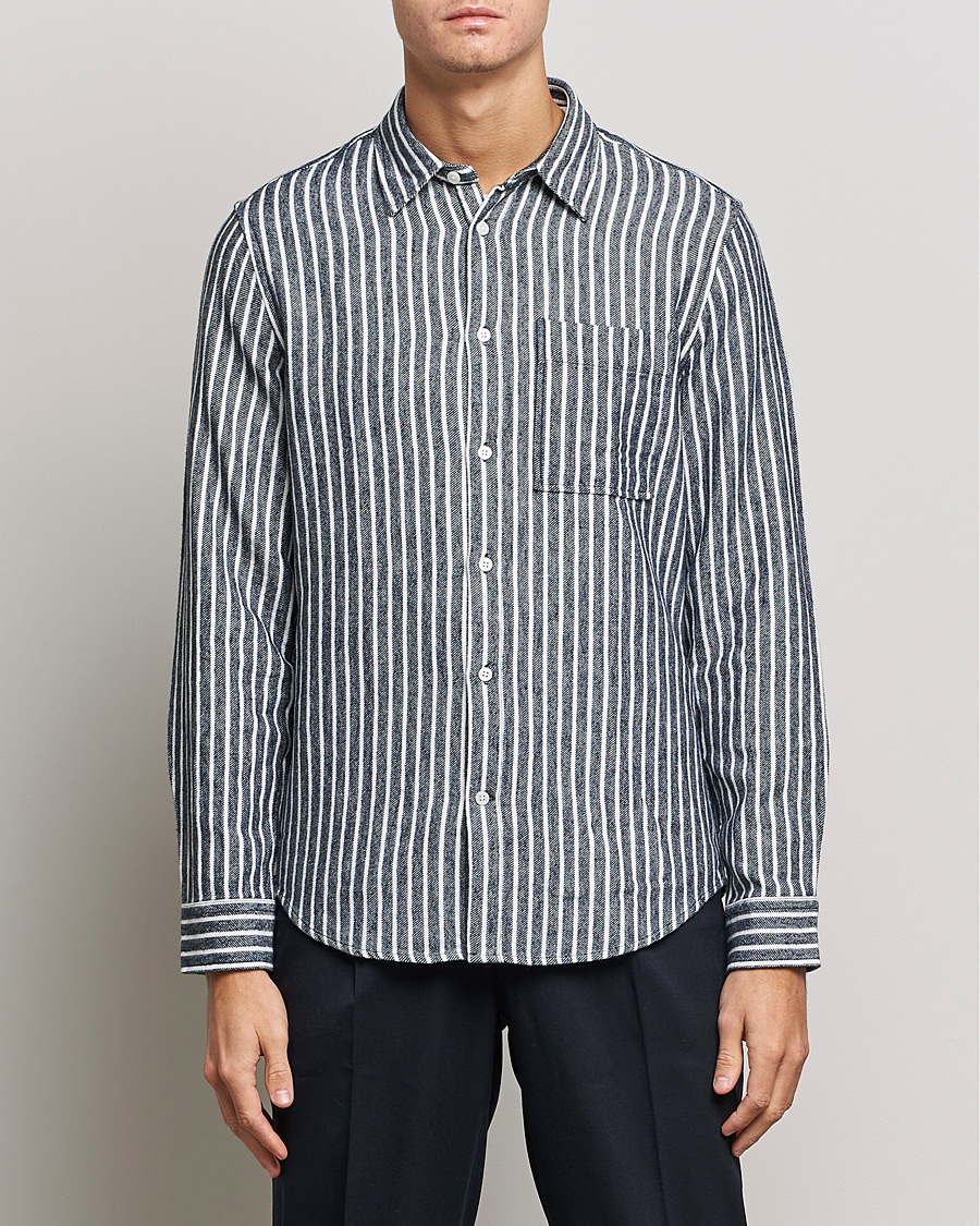 Mies | Kauluspaidat | NN07 | Arne Flannel Striped Shirt Blue/White