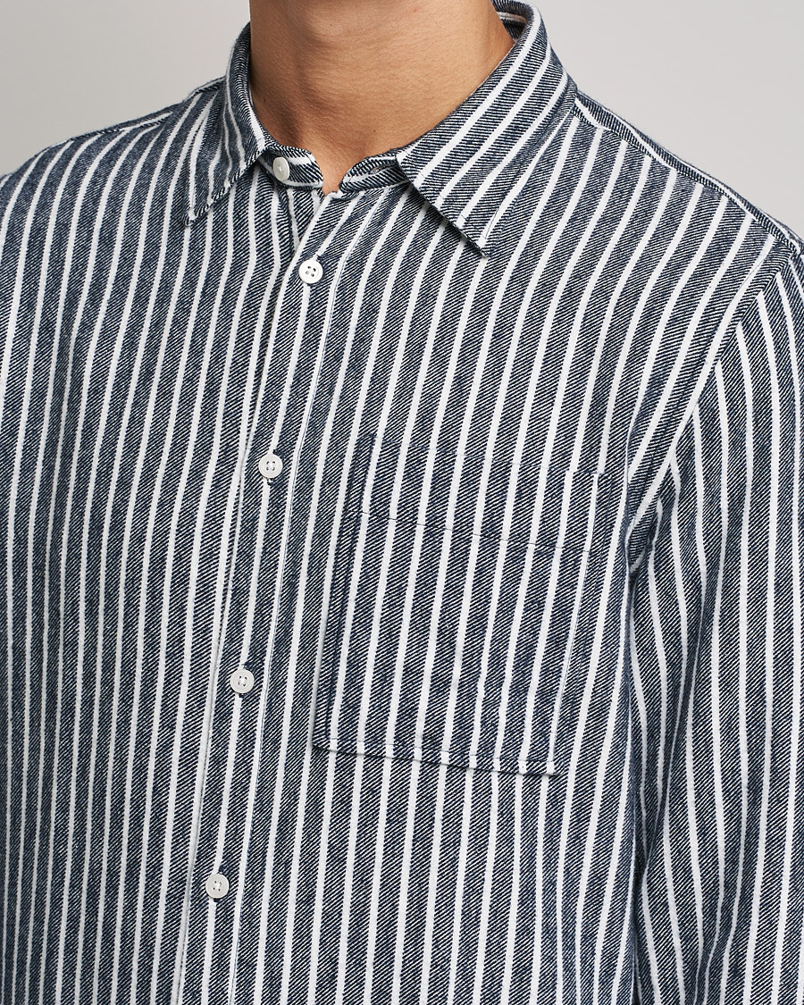 Mies | Kauluspaidat | NN07 | Arne Flannel Striped Shirt Blue/White