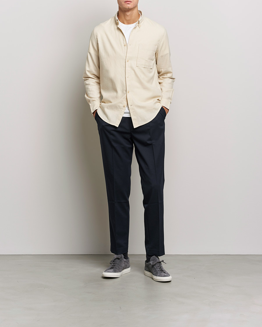 Mies | Kauluspaidat | NN07 | Arne Brushed Flannel Shirt Ecru