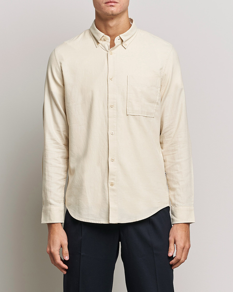 Mies | Kauluspaidat | NN07 | Arne Brushed Flannel Shirt Ecru