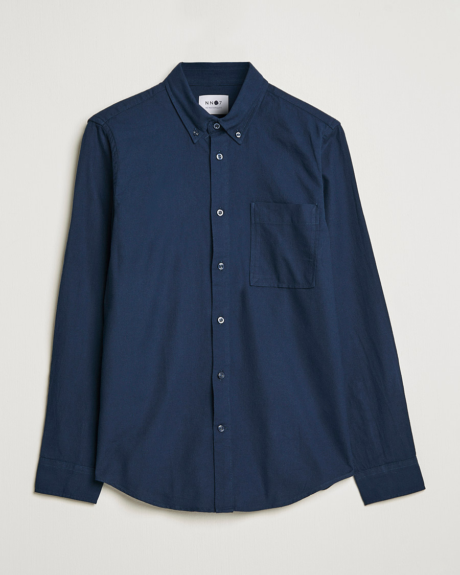 Mies |  | NN07 | Arne Brushed Flannel Shirt Navy Blue