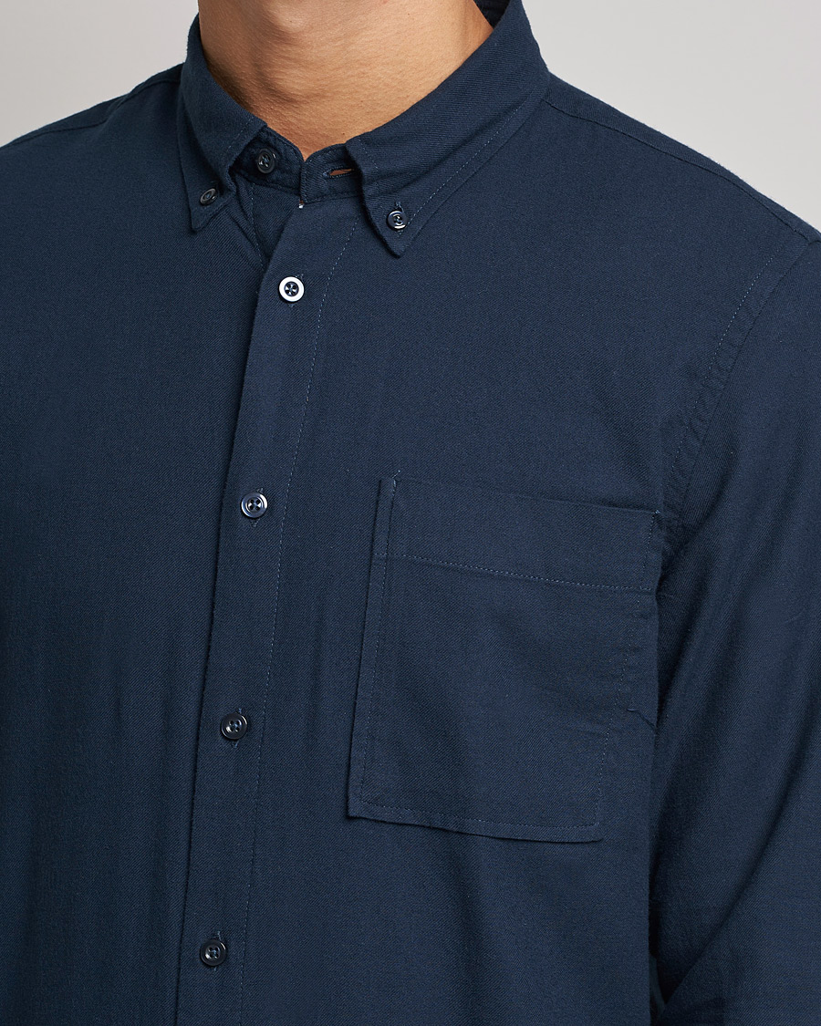 Mies | Kauluspaidat | NN07 | Arne Brushed Flannel Shirt Navy Blue