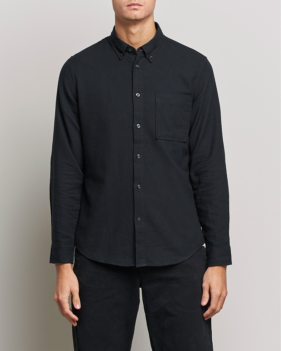Mies | Kauluspaidat | NN07 | Arne Brushed Flannel Shirt Black