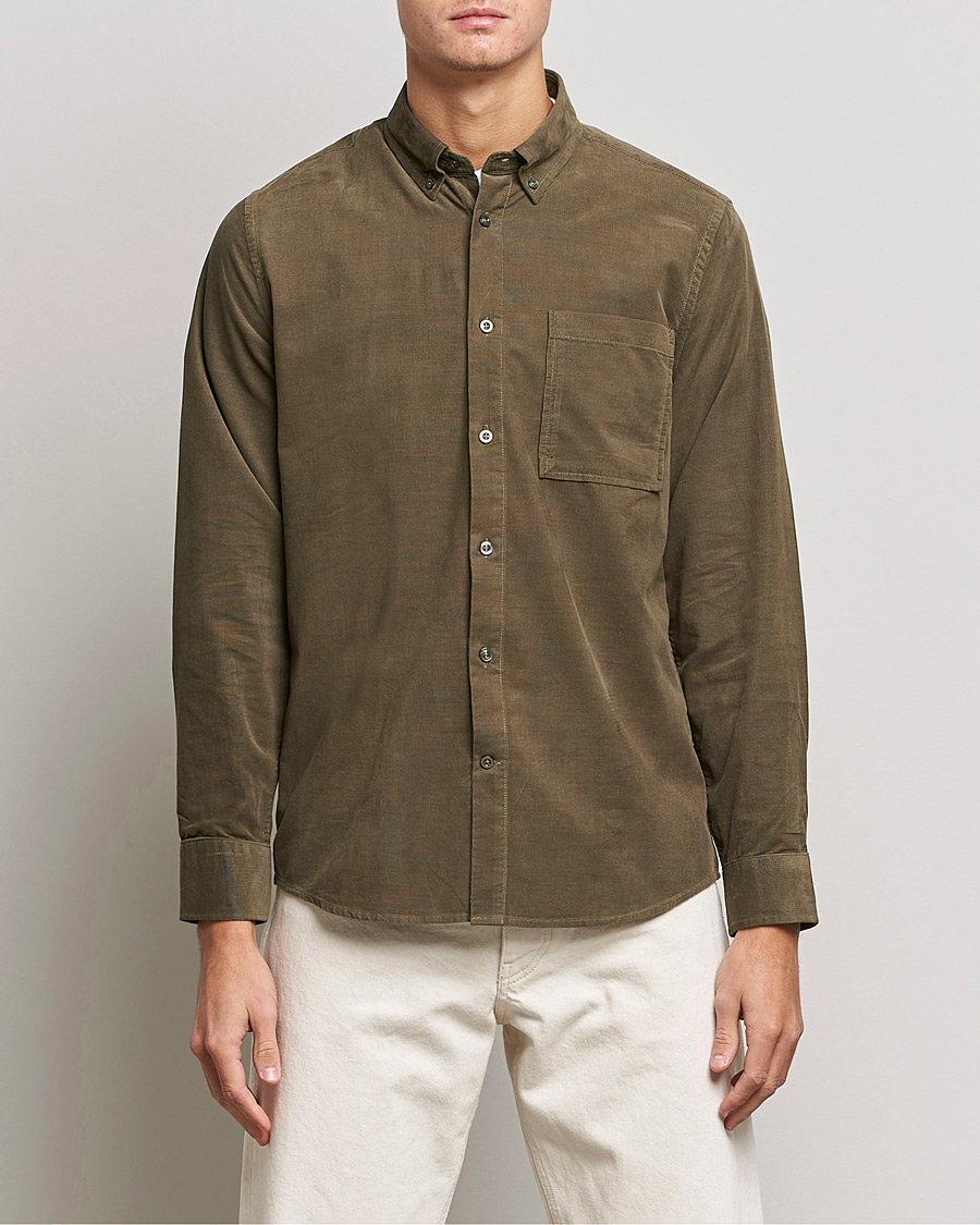 Mies | Kauluspaidat | NN07 | Arne Corduroy Shirt Dark Clay
