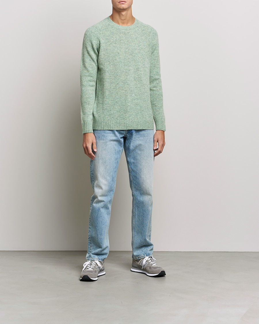 Mies | Puserot | NN07 | Nathan Brushed Crew Neck Dusty Green