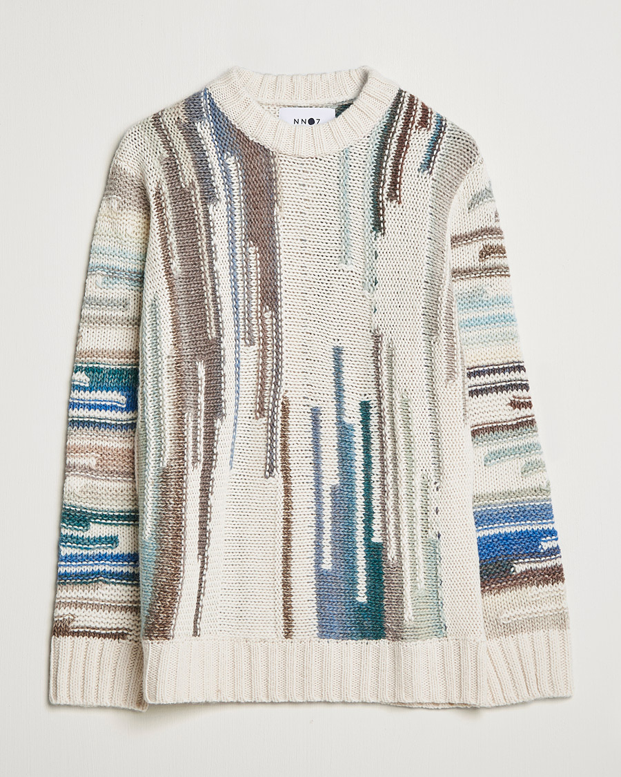 Mies | Puserot | NN07 | Brady Knitted Sweater Ecru Mutli