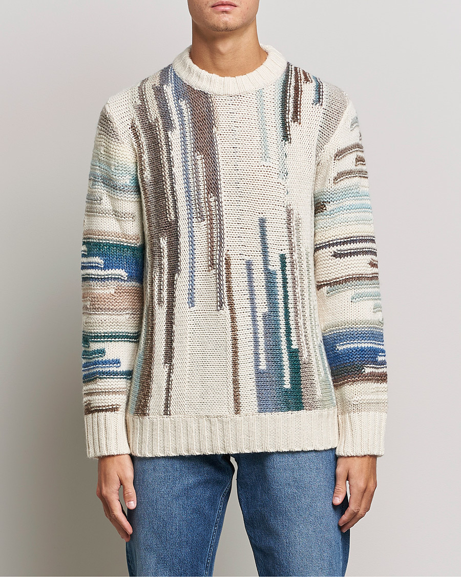 Mies | Puserot | NN07 | Brady Knitted Sweater Ecru Mutli