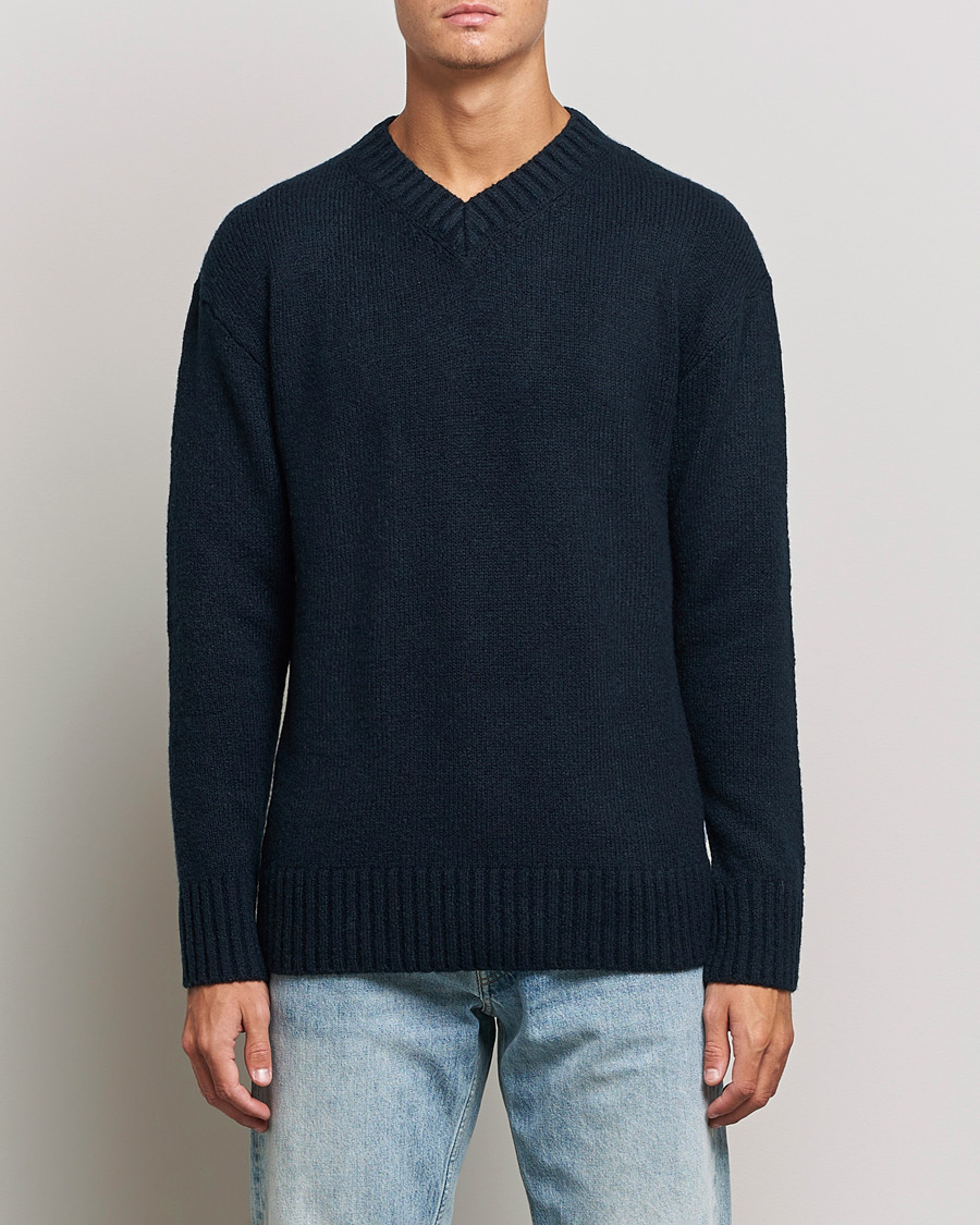 Mies | Puserot | NN07 | Grayson Knitted V-Neck Sweater Navy