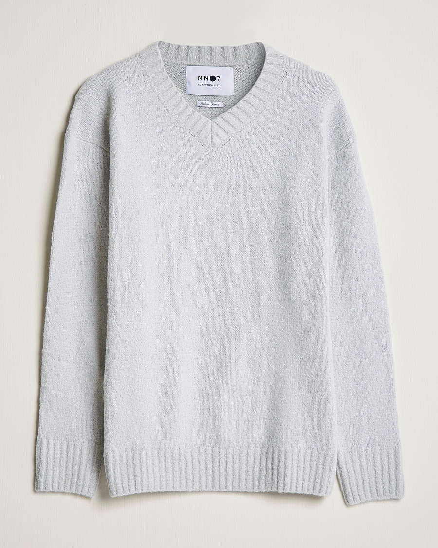 Miehet |  | NN07 | Grayson Knitted V-Neck Sweater Light Grey
