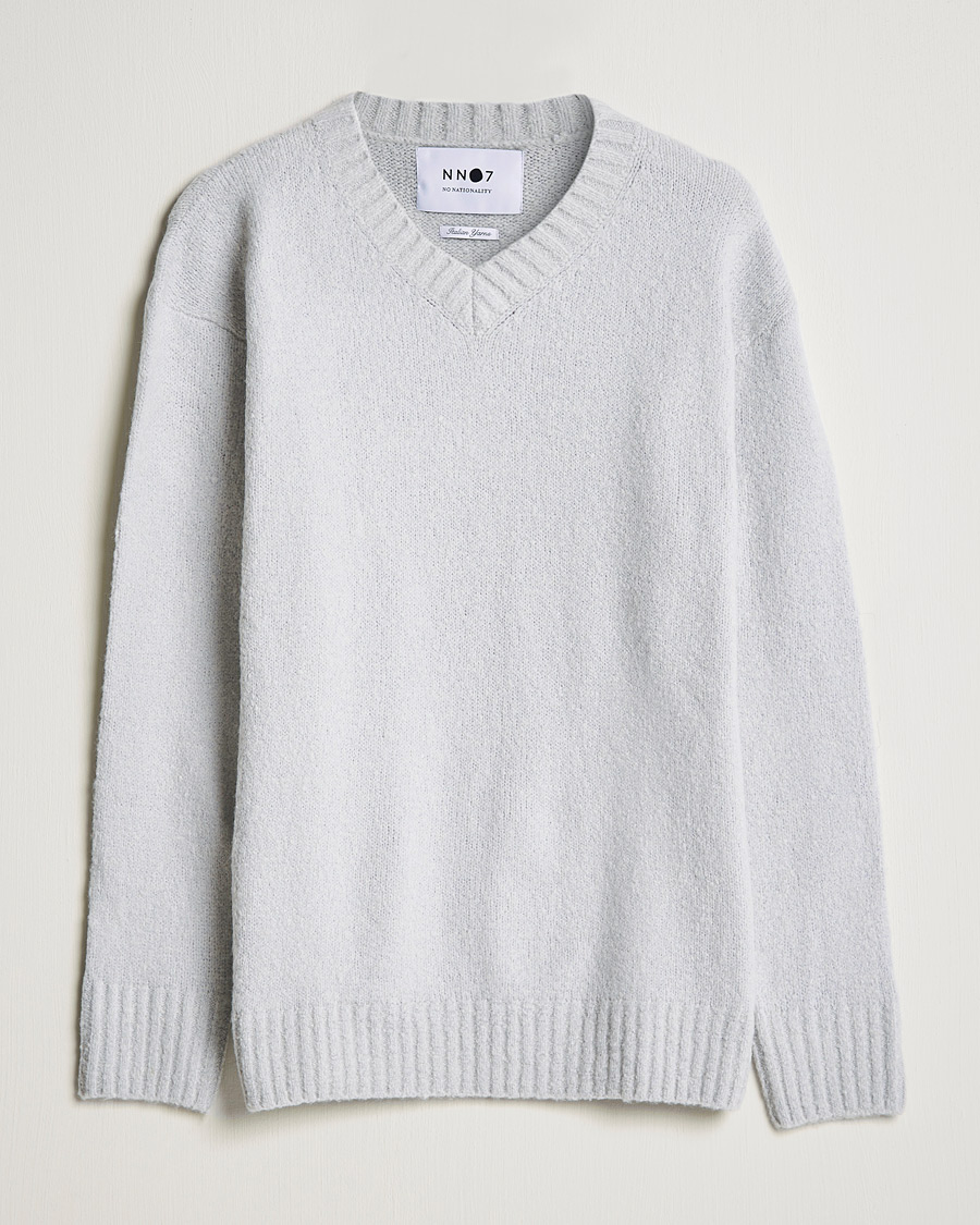 Mies | Puserot | NN07 | Grayson Knitted V-Neck Sweater Light Grey