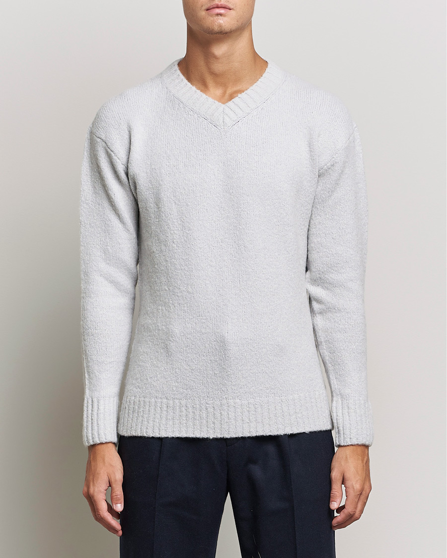 Mies |  | NN07 | Grayson Knitted V-Neck Sweater Light Grey